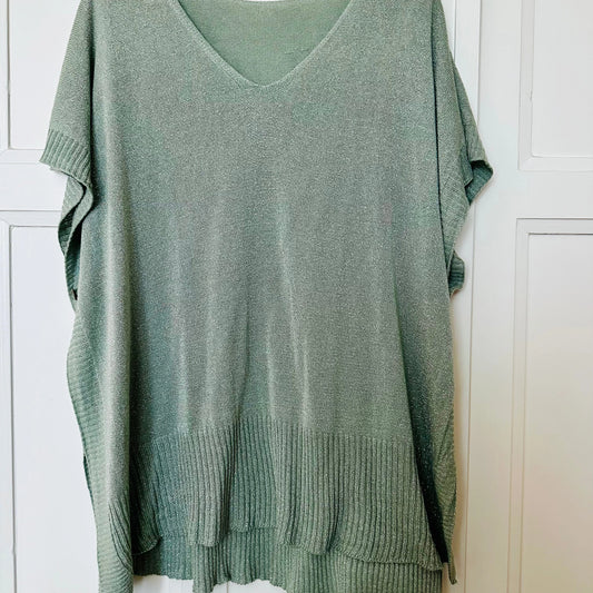 PULL CHÂLE SAUGE PAILLETTÉ