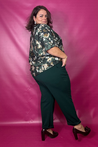 HAUT ELEGANT A MANCHES PAPILLON - CAMOUFLAGE KAKI