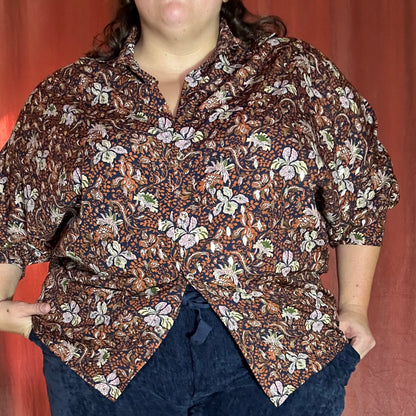 CHEMISE MOTIF FLEURI ET DORURE