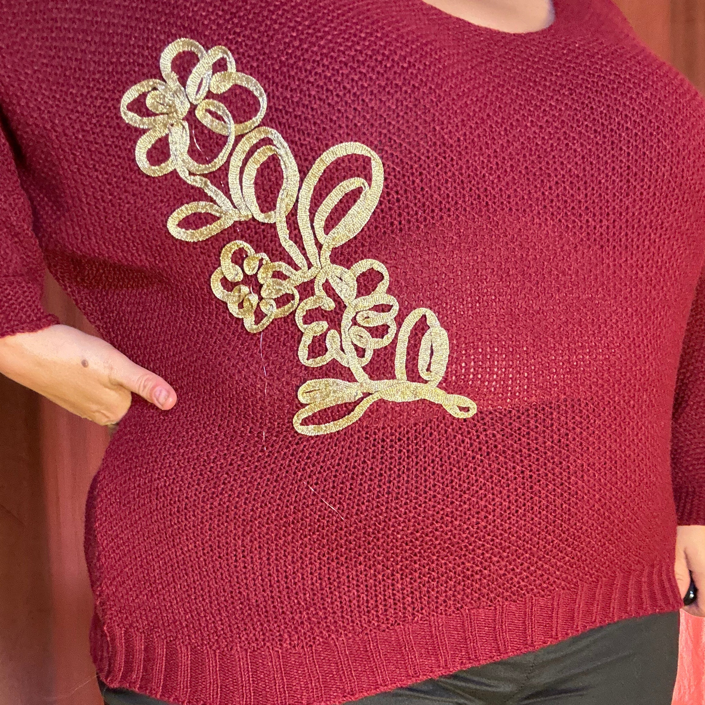 PULL BORDEAUX & DORÉ