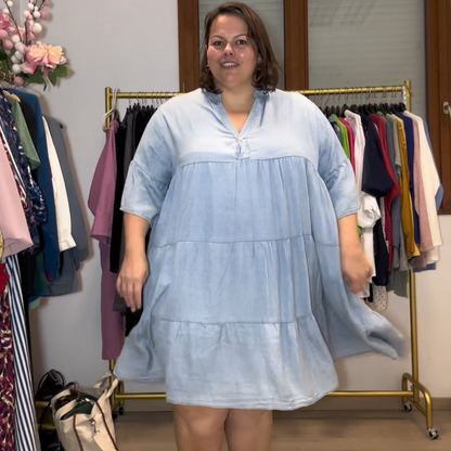 ROBE TRIPLE VOLANTS EFFET JEAN