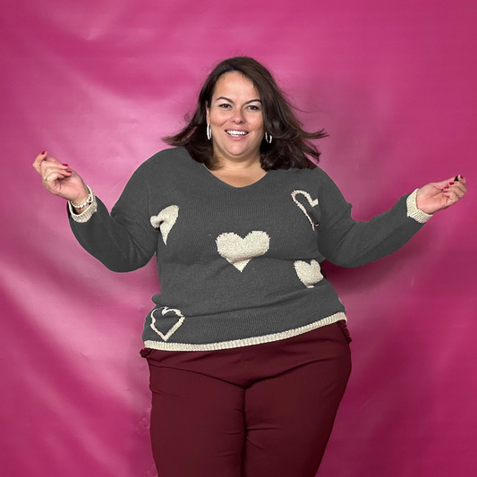 PULL COEUR - GRIS