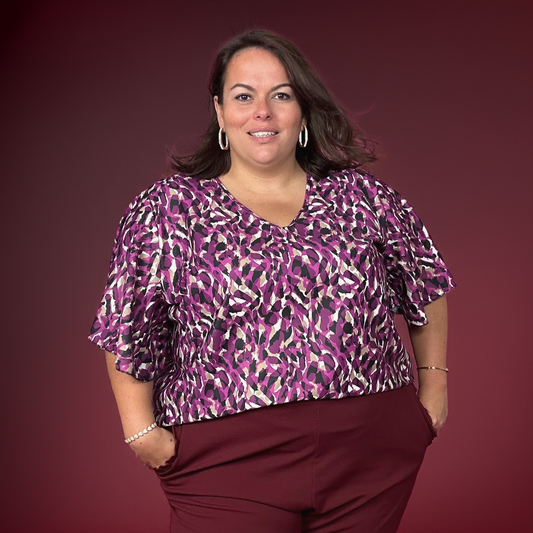 HAUT ELEGANT A MANCHES PAPILLON - FUSCHIA L'indisciplinée