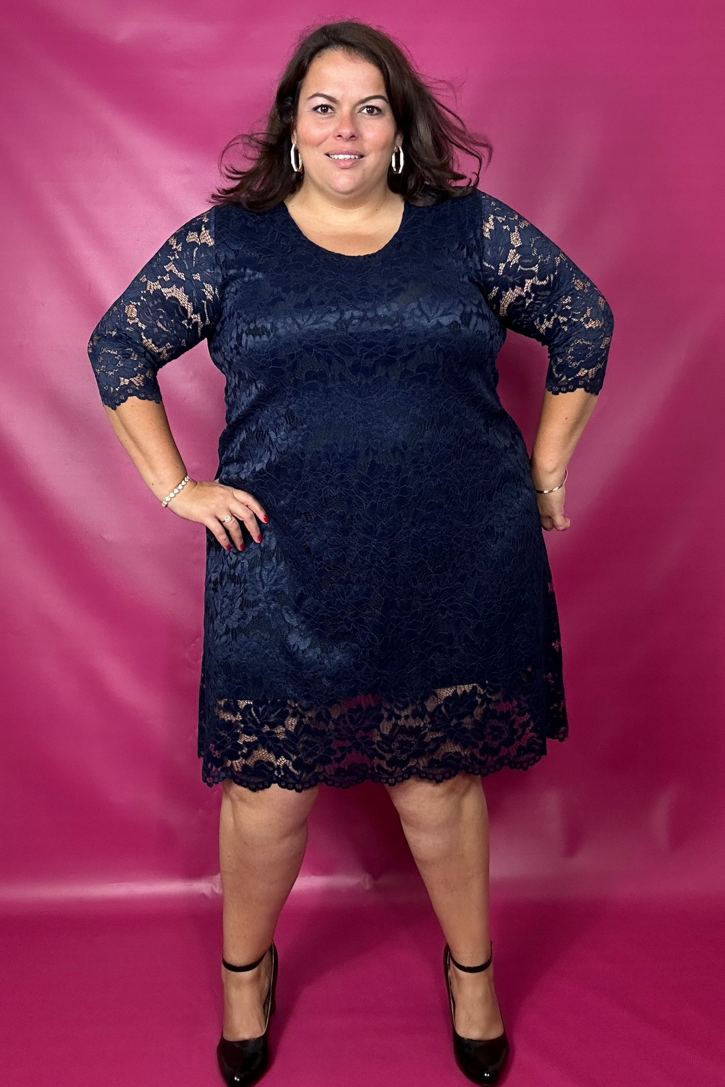 ROBE DENTELLE - MARINE