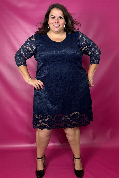 ROBE DENTELLE - MARINE