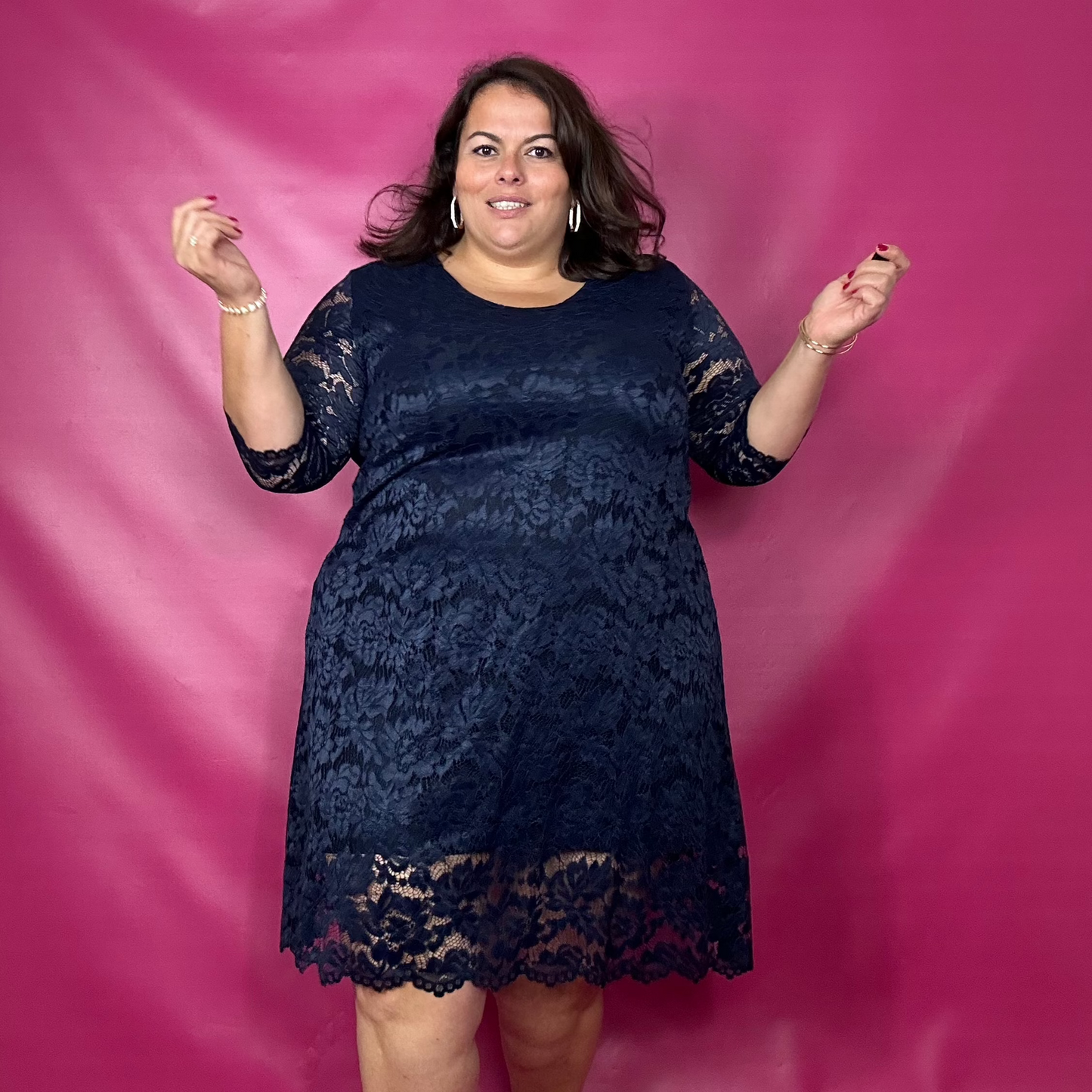 ROBE DENTELLE - MARINE