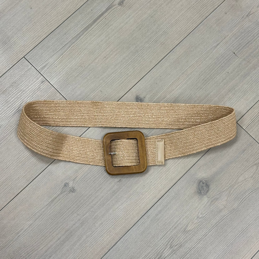 CEINTURE RAFIA BEIGE ET BOIS