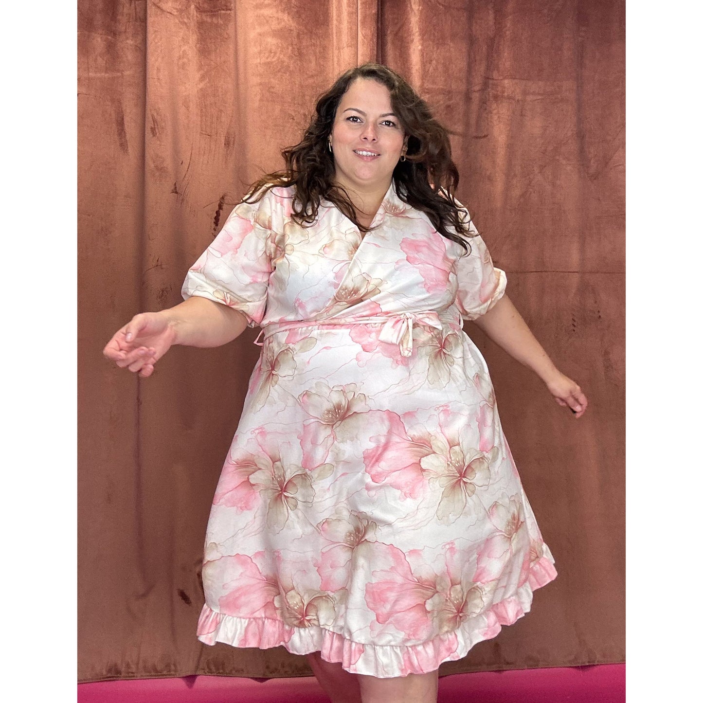 ROBE CACHE-COEUR - FLEURS AQUARELLE