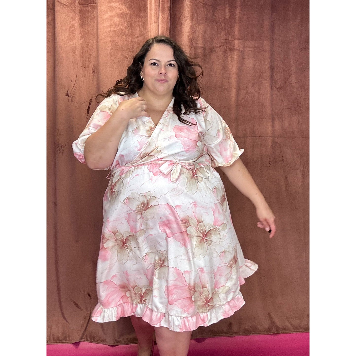 ROBE CACHE-COEUR - FLEURS AQUARELLE