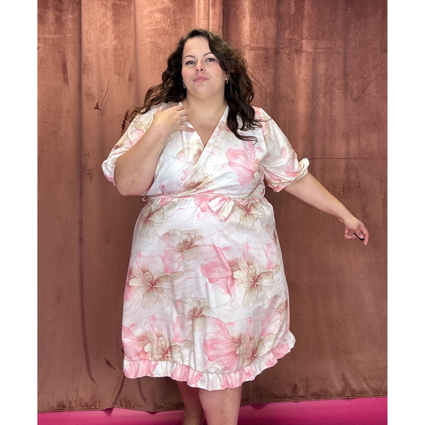 ROBE CACHE-COEUR - FLEURS AQUARELLE