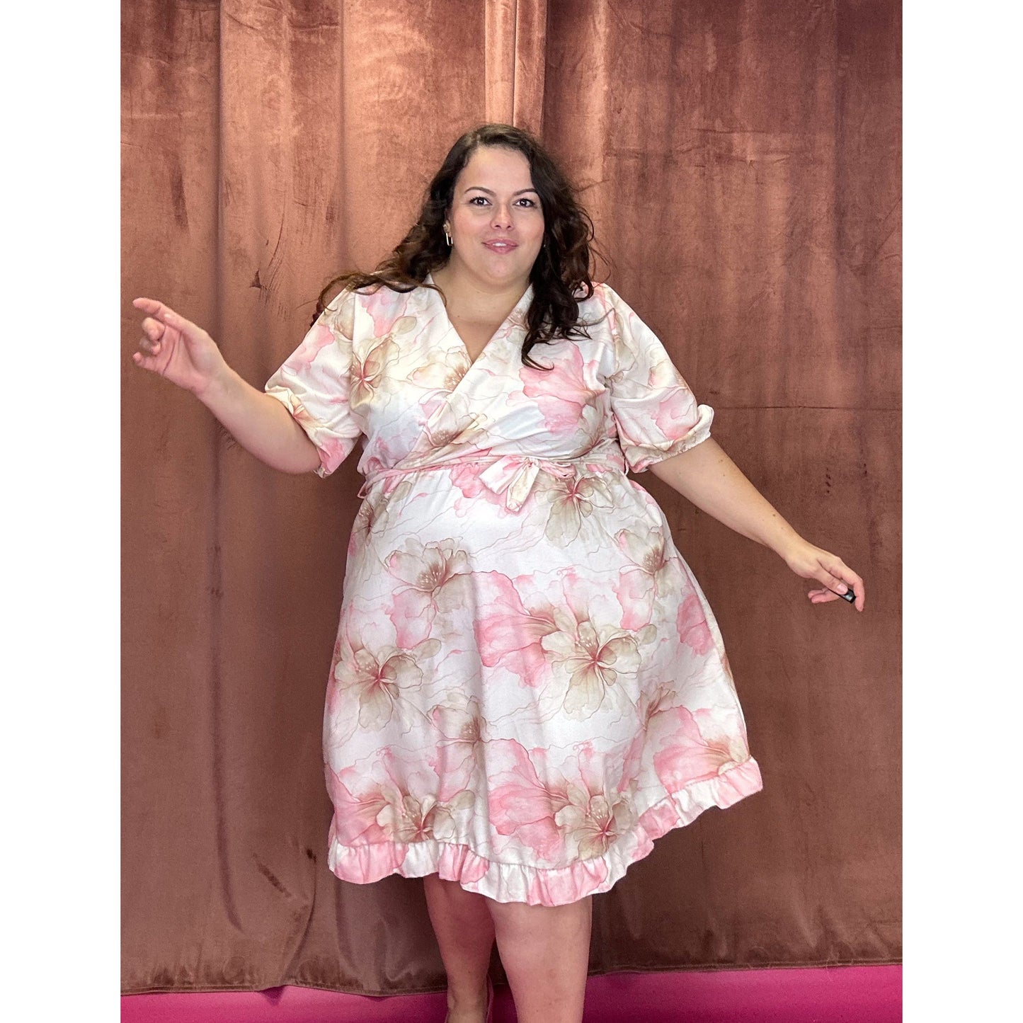 ROBE CACHE-COEUR - FLEURS AQUARELLE
