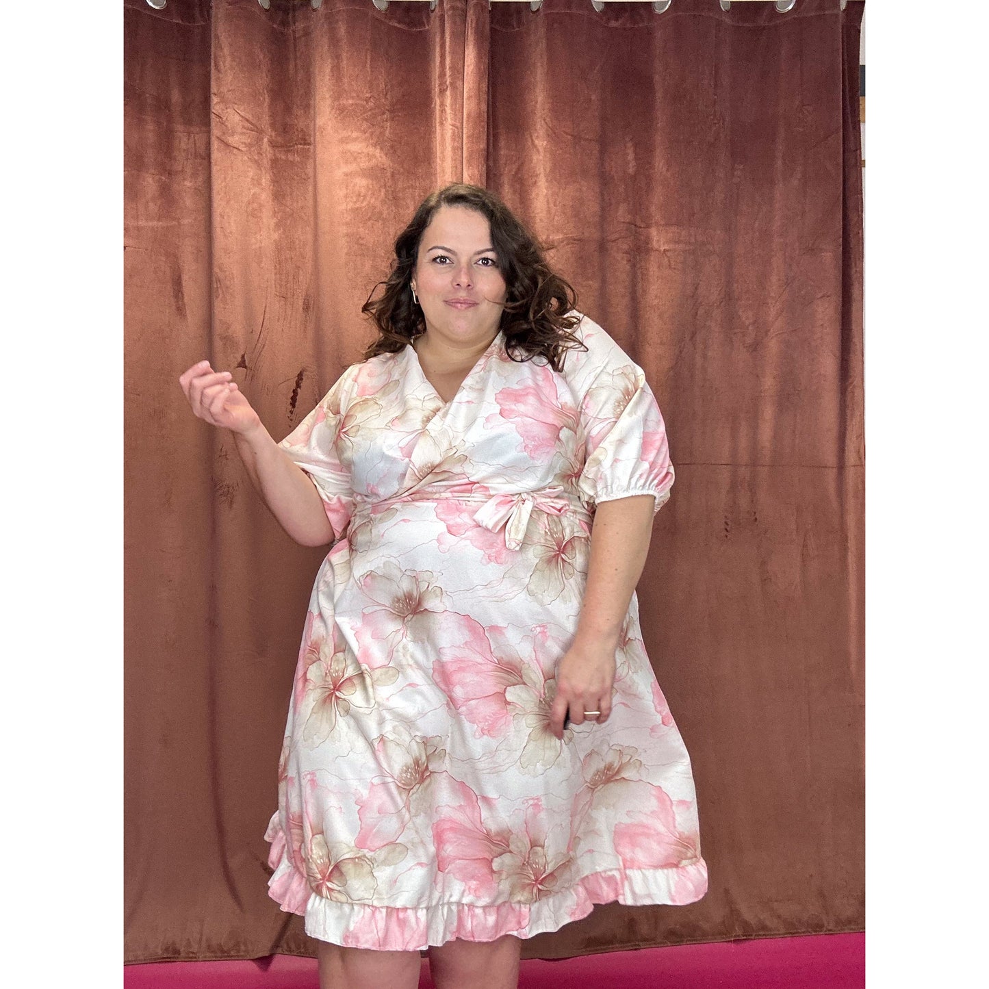 ROBE CACHE-COEUR - FLEURS AQUARELLE