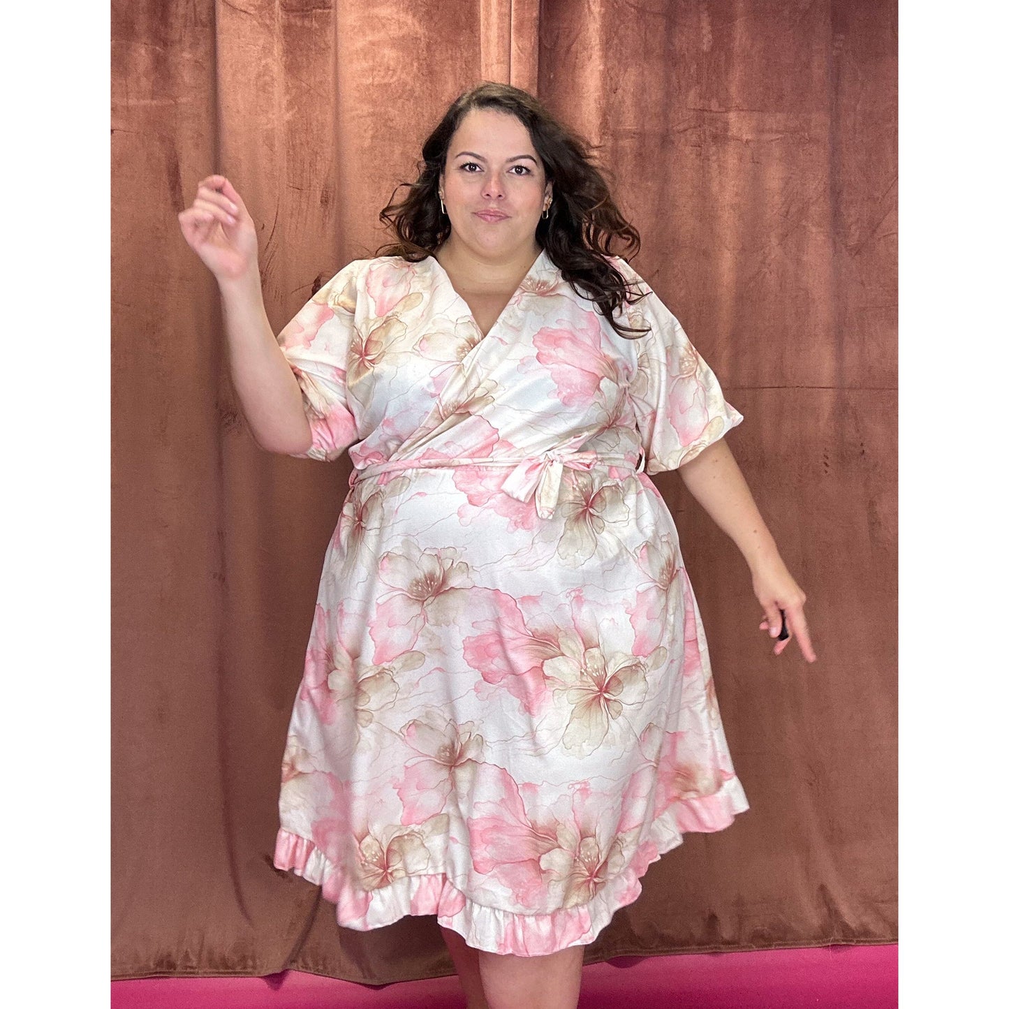 ROBE CACHE-COEUR - FLEURS AQUARELLE