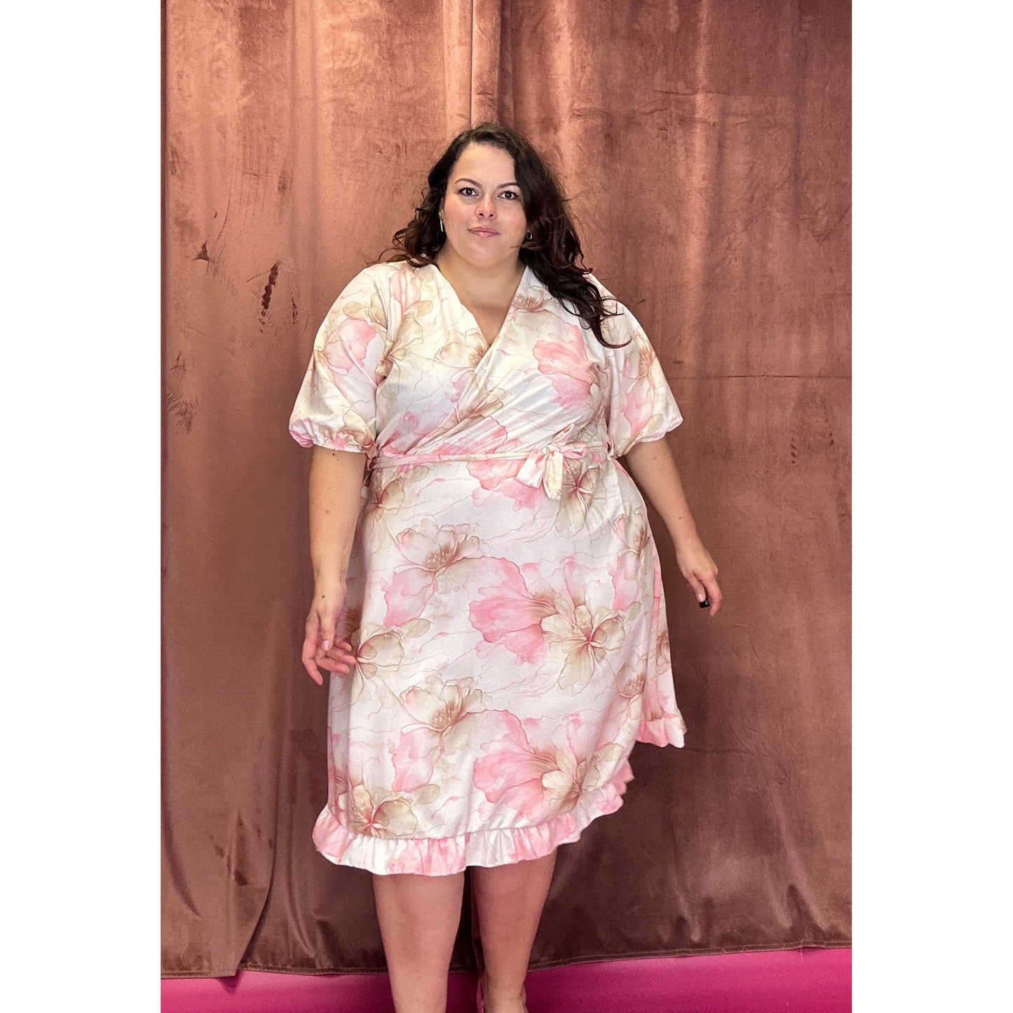 ROBE CACHE-COEUR - FLEURS AQUARELLE