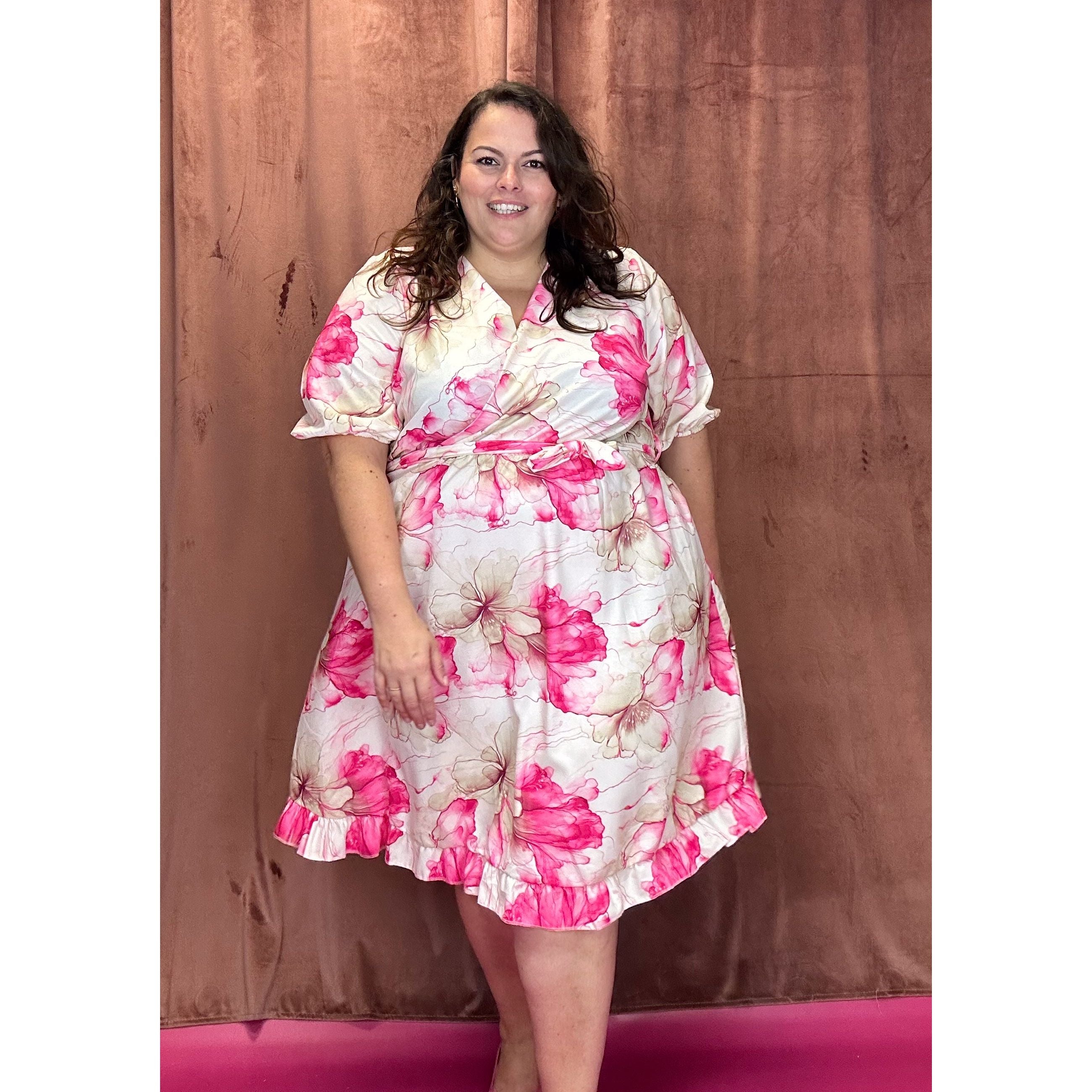 ROBE CACHE-COEUR - FLEURS AQUARELLE