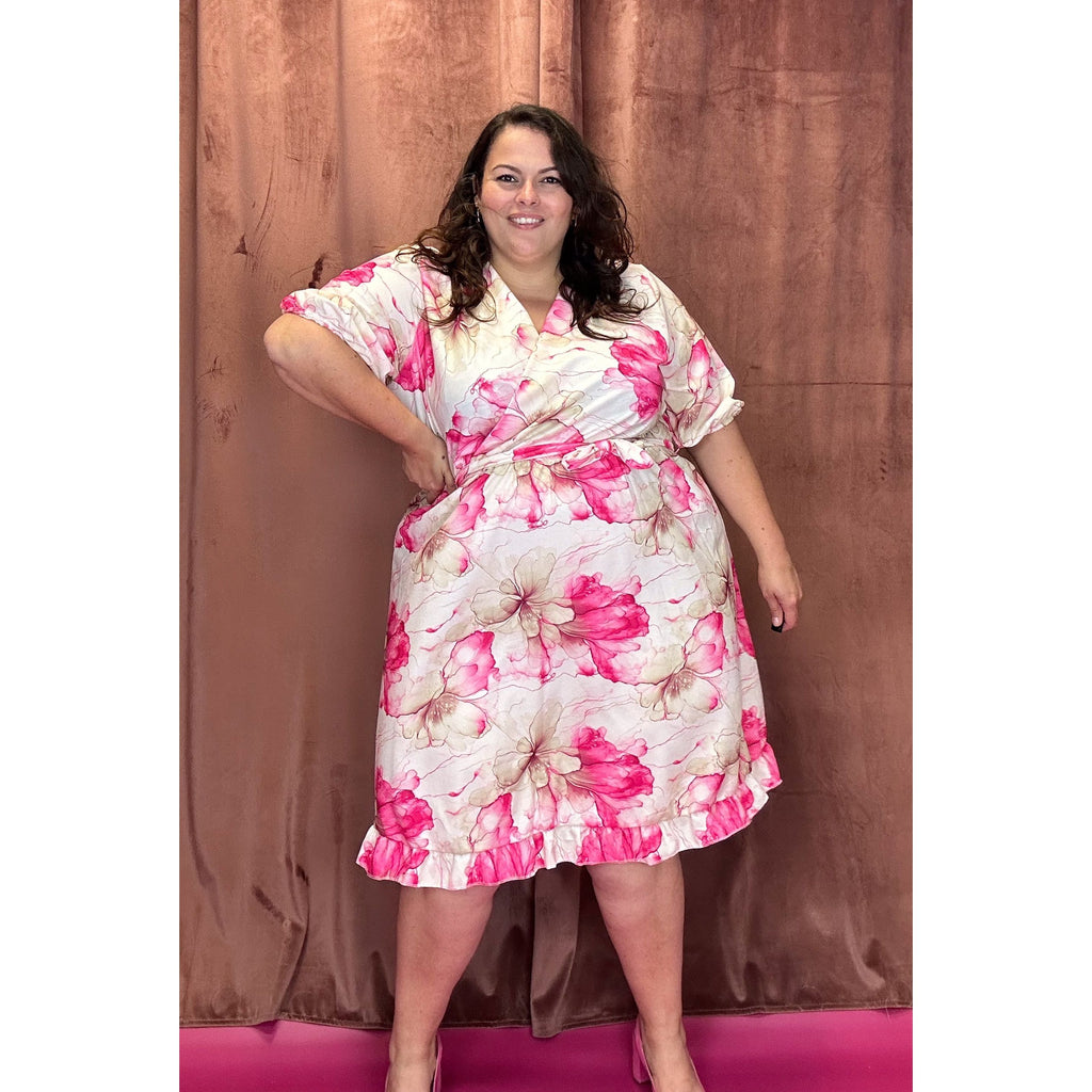 ROBE CACHE-COEUR - FLEURS AQUARELLE