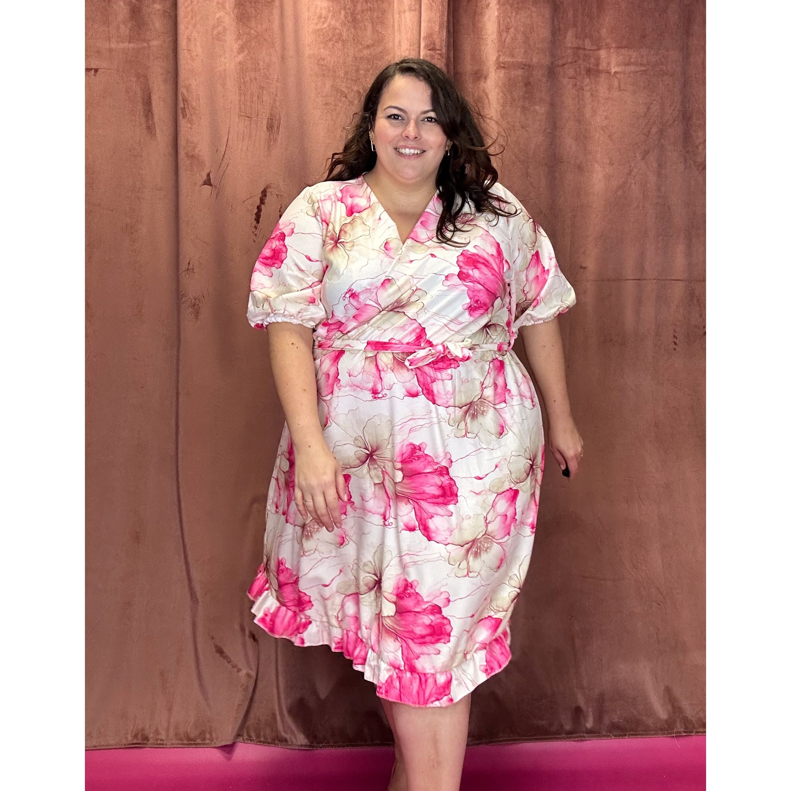 ROBE CACHE-COEUR - FLEURS AQUARELLE