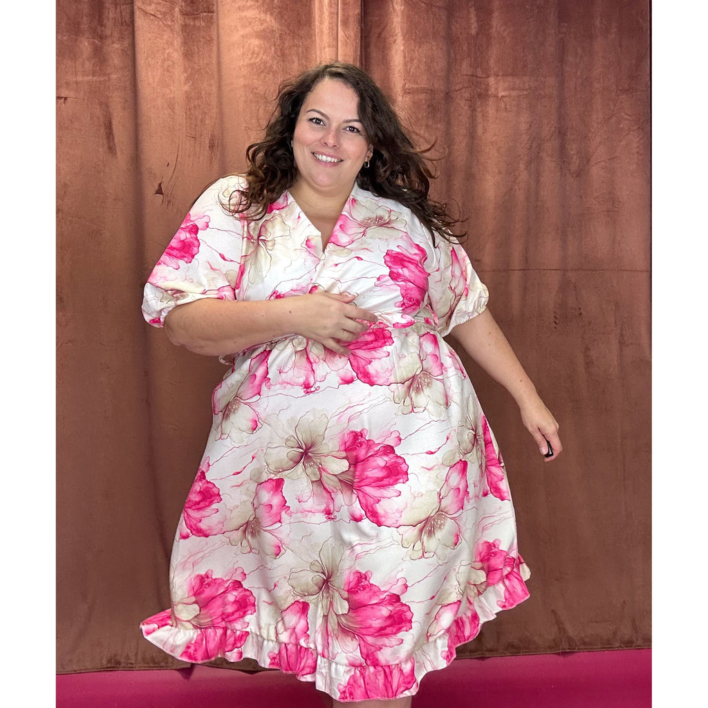 ROBE CACHE-COEUR - FLEURS AQUARELLE