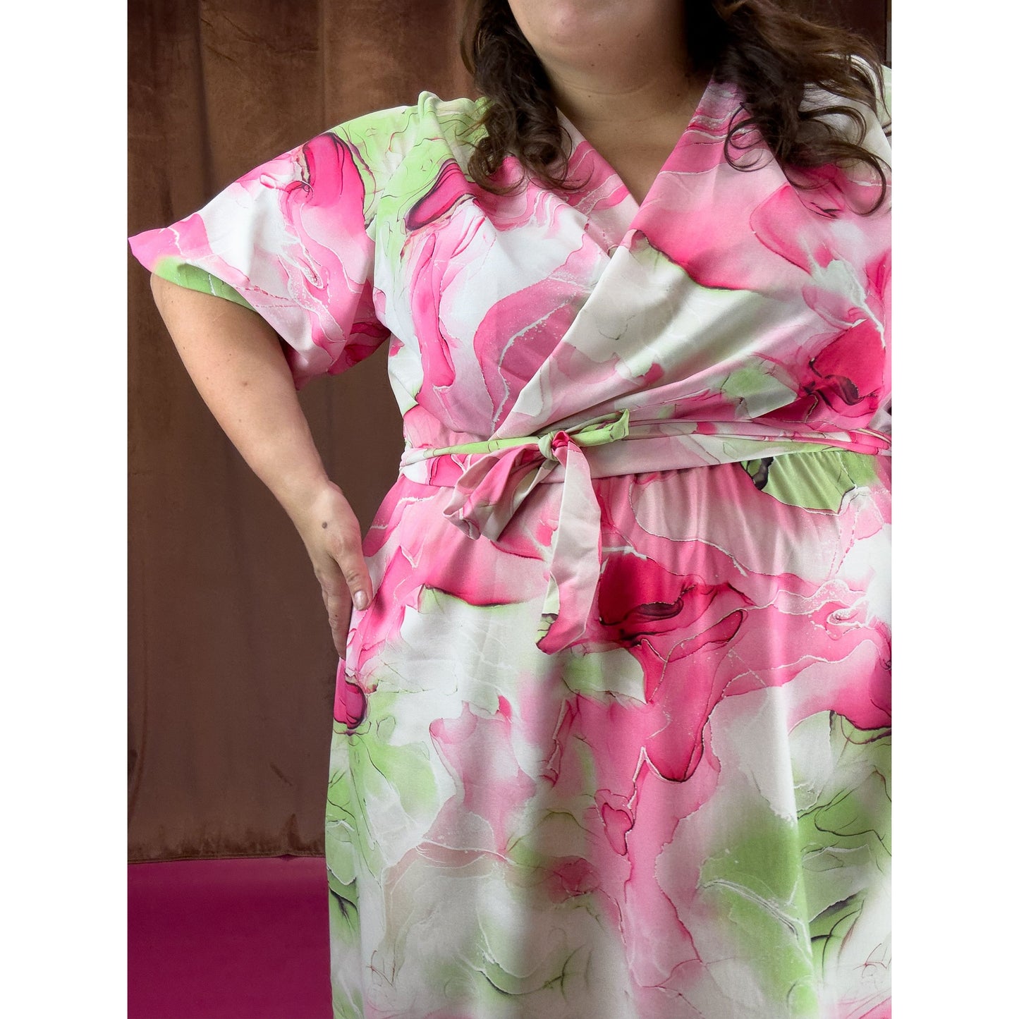 ROBE CACHE-COEUR - MARBRÉE FUSCHIA