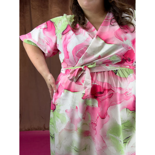 ROBE CACHE-COEUR - MARBRÉE FUSCHIA