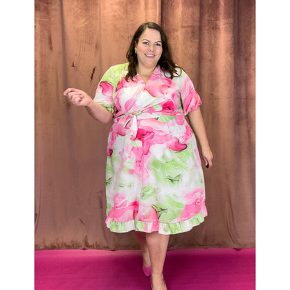 ROBE CACHE-COEUR - MARBRÉE FUSCHIA