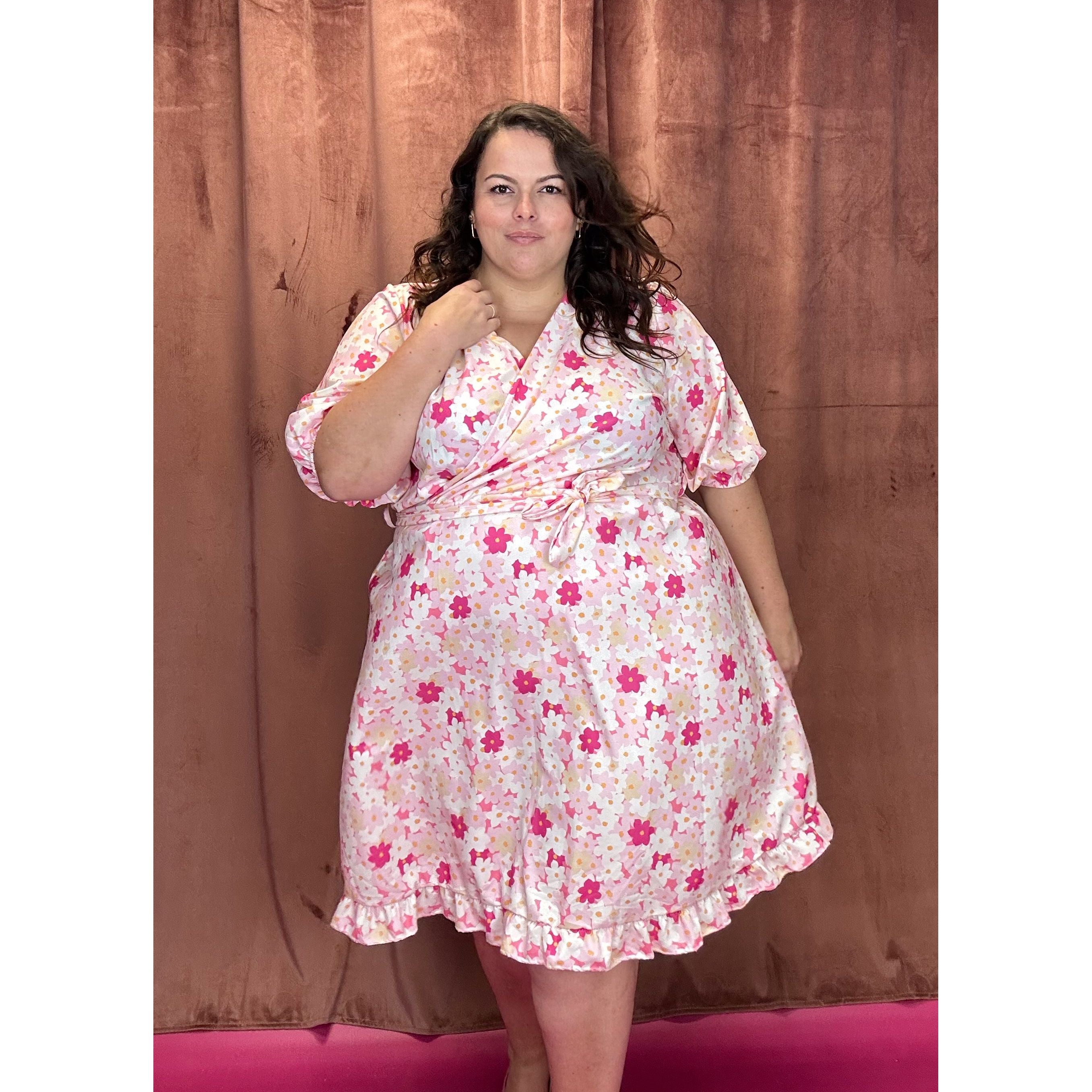 ROBE CACHE-COEUR - PAQUERETTES ROSES