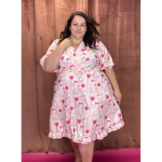 ROBE CACHE-COEUR - PAQUERETTES ROSES