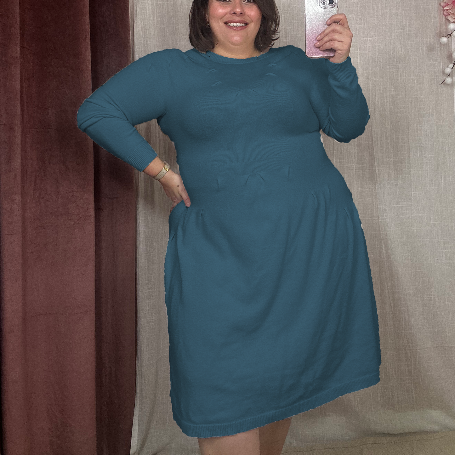 ROBE EN MAILLE PETROL