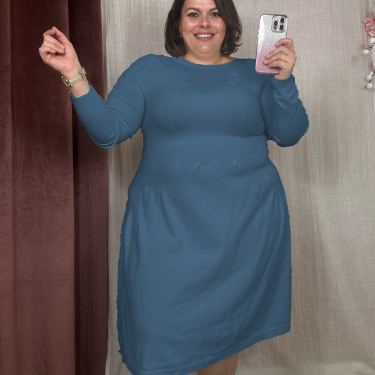ROBE EN MAILLE PETROL