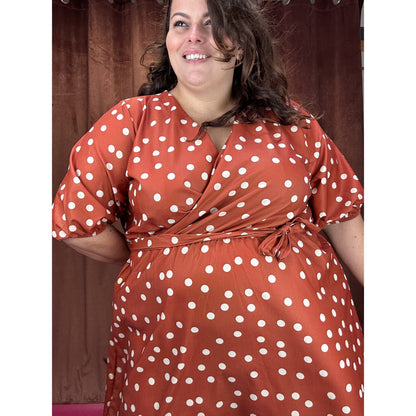 ROBE CACHE-COEUR - POIS BRIQUE