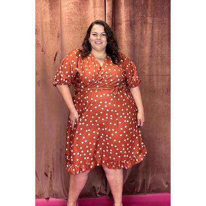 ROBE CACHE-COEUR - POIS BRIQUE