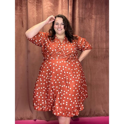 ROBE CACHE-COEUR - POIS BRIQUE