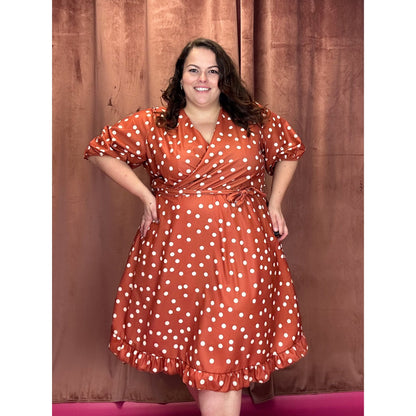 ROBE CACHE-COEUR - POIS BRIQUE