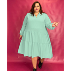 ROBE COL CHEMISIER À VOLANTS - VERT L'indisciplinée