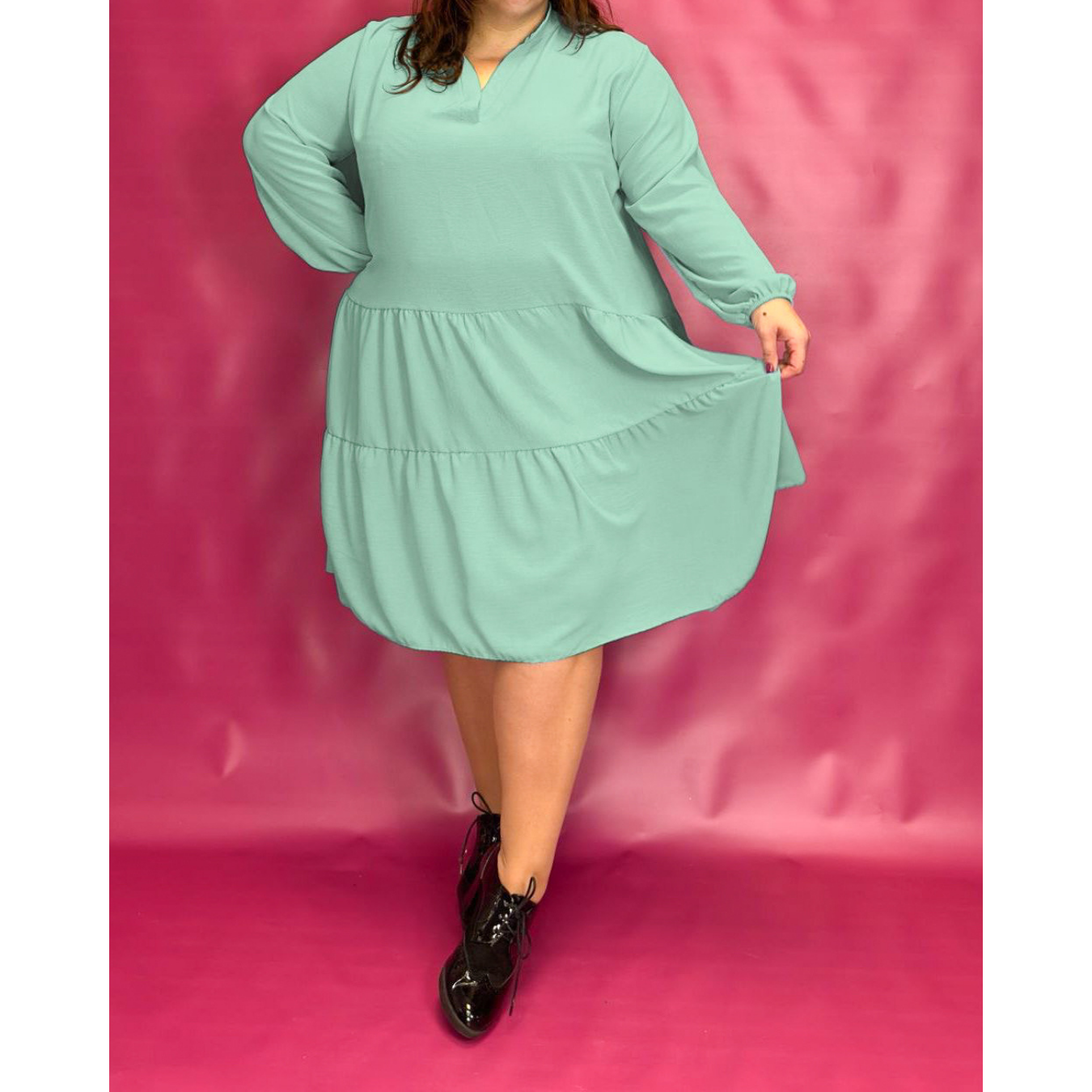 ROBE COL CHEMISIER À VOLANTS - VERT L'indisciplinée
