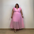 ROBE LONGUE PLISSÉE ROSE CANDY L'indisciplinée