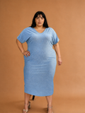 ROBE LUREX BODYCON BLEUE L'indisciplinée