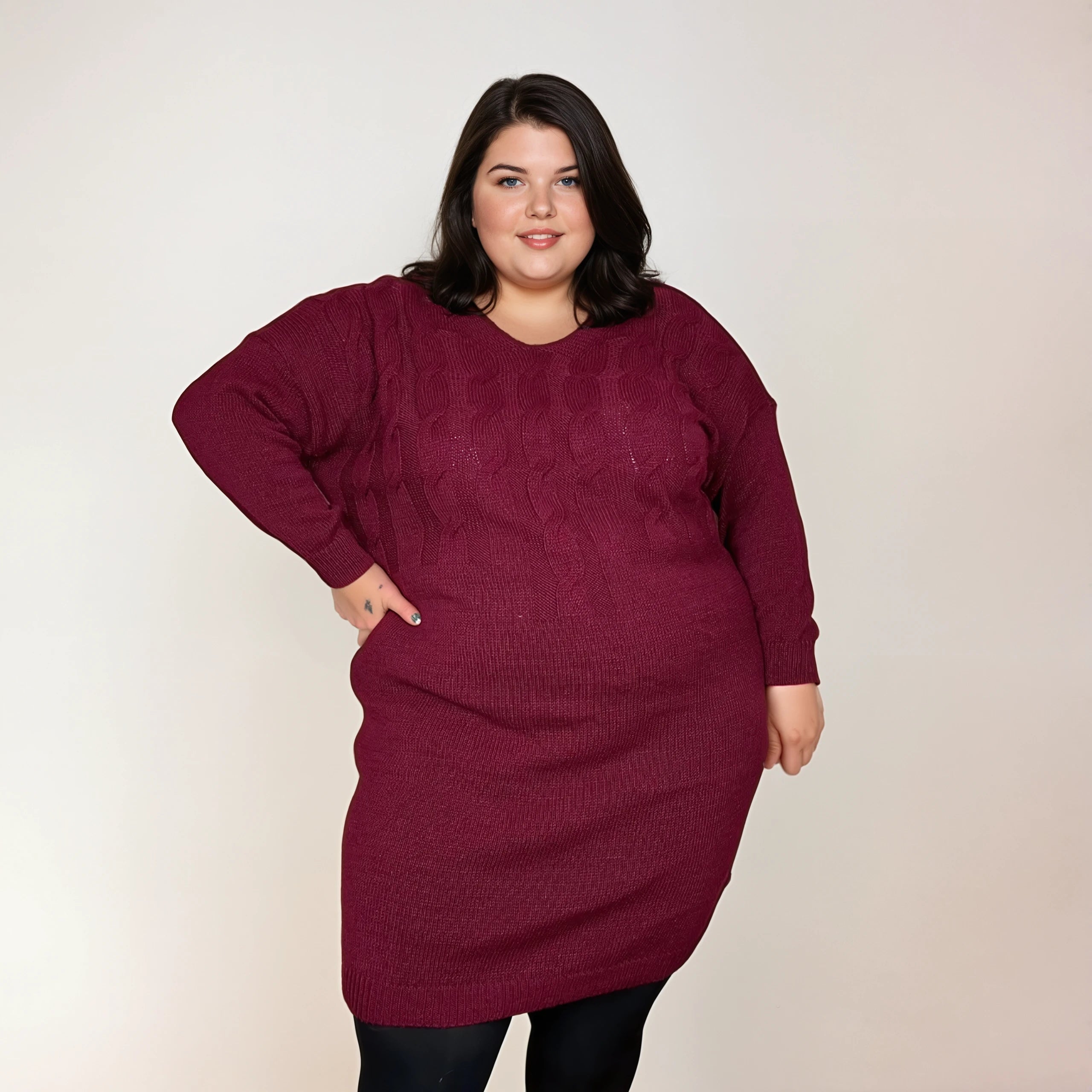 ROBE MAILLE TORSADÉ BORDEAUX L'indisciplinée
