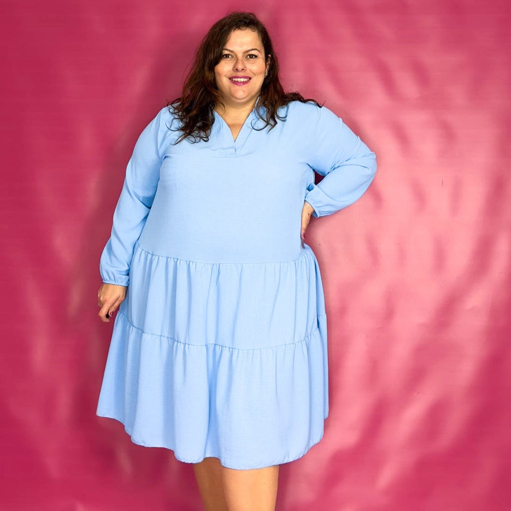 ROBE COL CHEMISIER À VOLANTS - BLEU CIEL L'indisciplinée