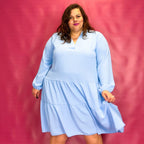ROBE COL CHEMISIER À VOLANTS - BLEU CIEL L'indisciplinée