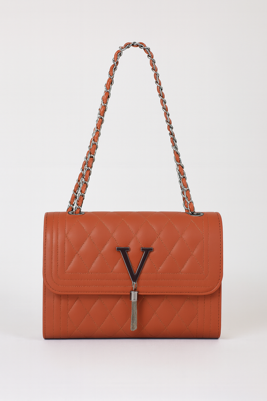 SAC MATELASSE BRIQUE