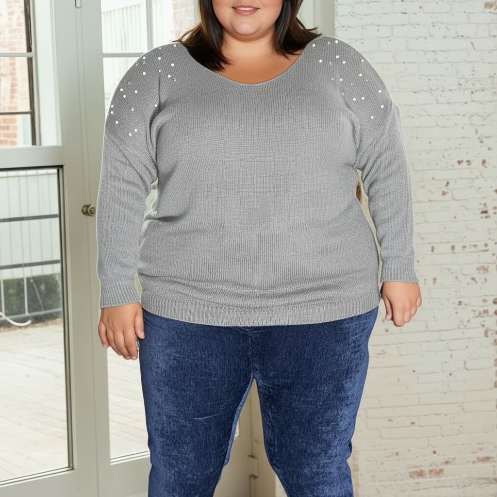 PULL GRIS A PERLES L'indisciplinée