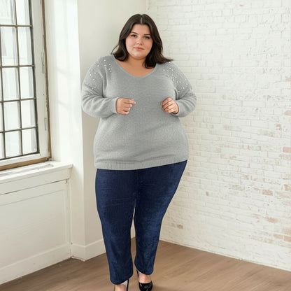 PULL GRIS A PERLES L'indisciplinée