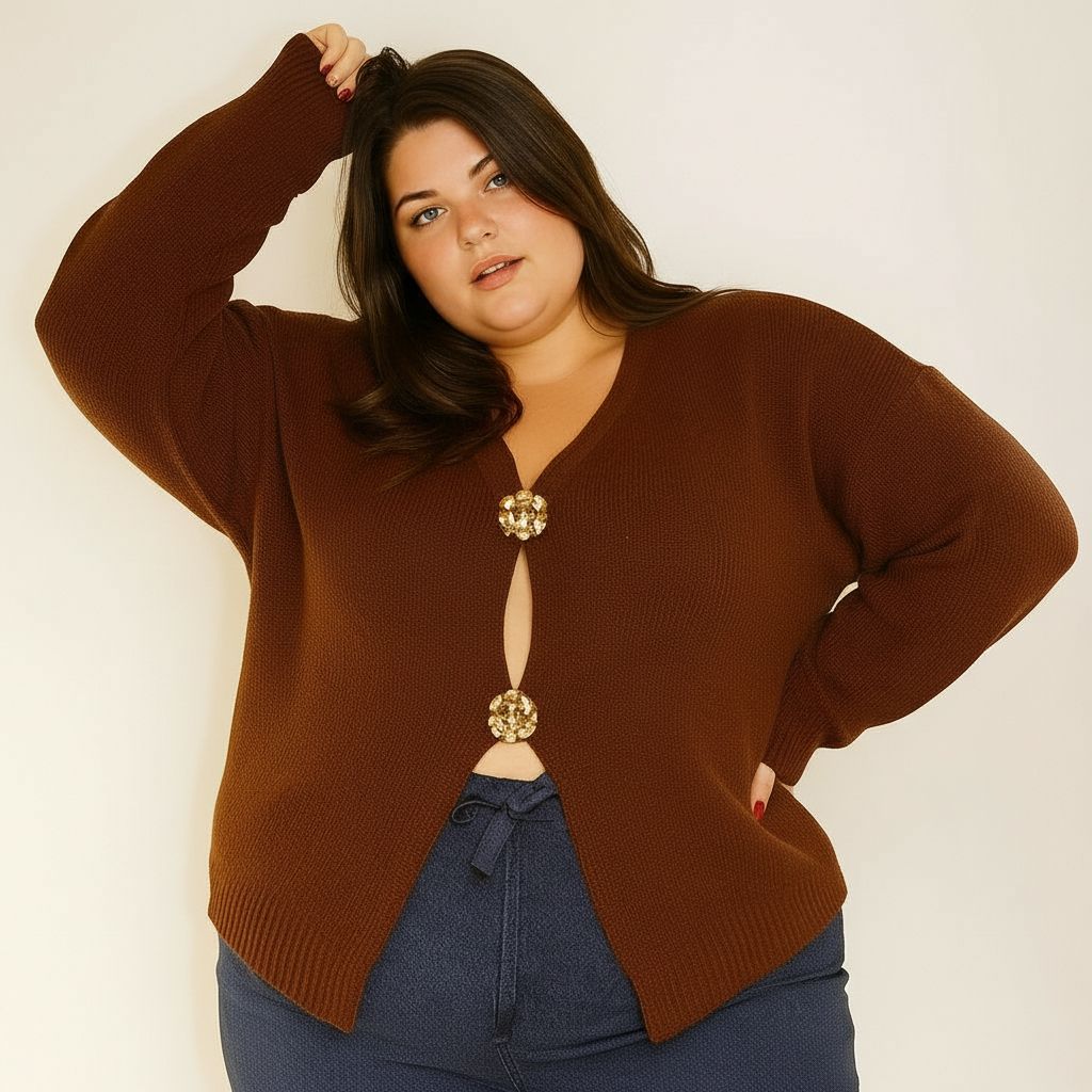 GILET MARRON A BROCHE L'indisciplinée