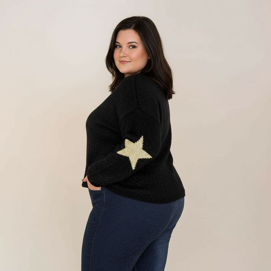 PULL NOIR ET ÉTOILE DORÉ L'indisciplinée