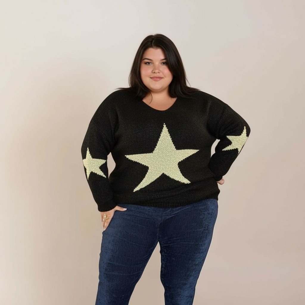 PULL NOIR ET ÉTOILE DORÉ L'indisciplinée