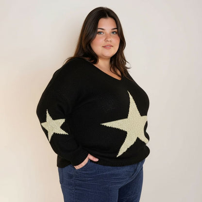 PULL NOIR ET ÉTOILE DORÉ L'indisciplinée