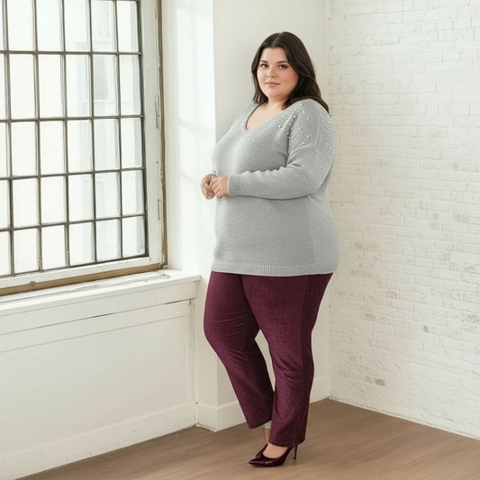 PANTALON EN VELOURS BORDEAUX L'indisciplinée