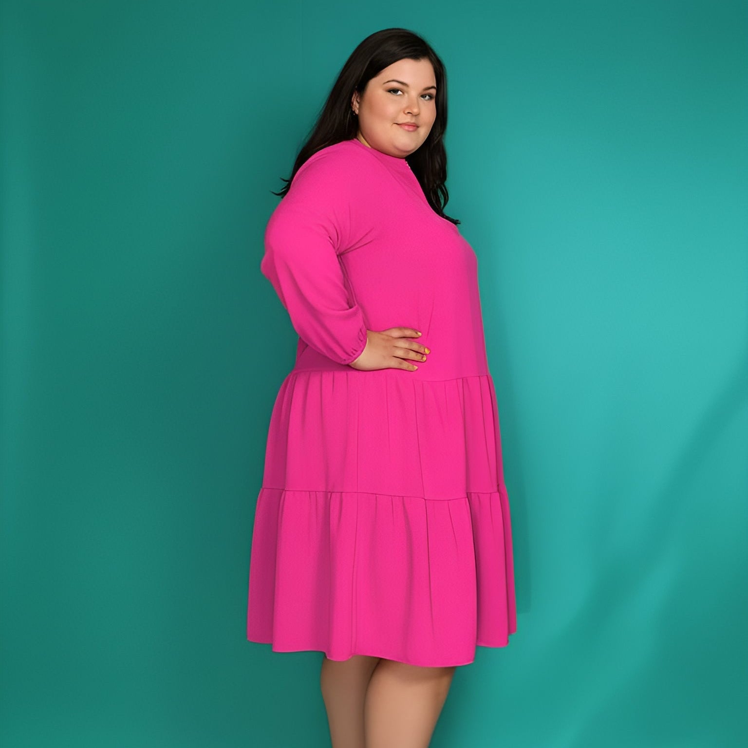 ROBE COL CHEMISIER À VOLANTS - FUSCHIA L'indisciplinée