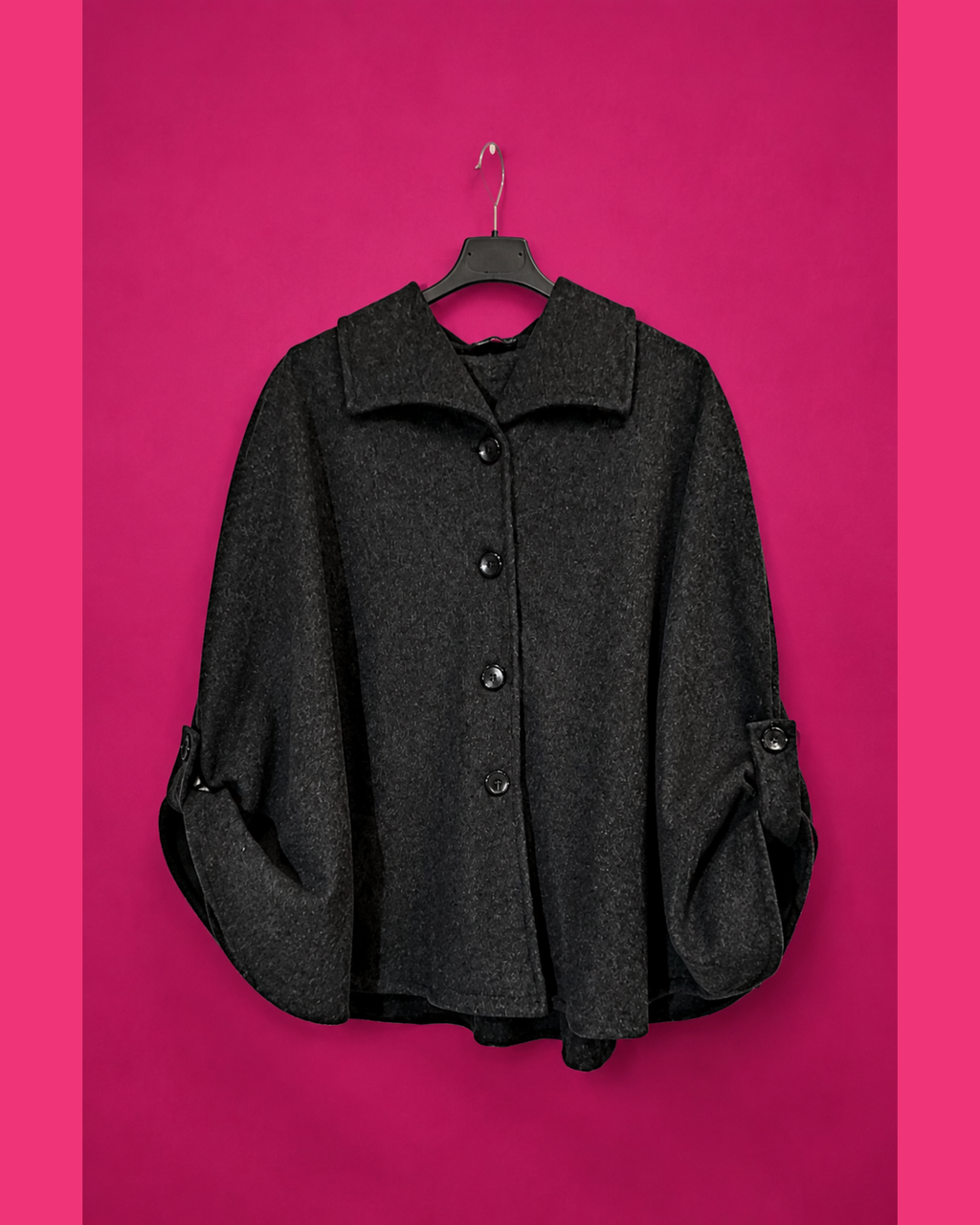 Cape ample texturée noir moucheté grande taille